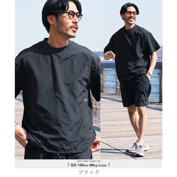 ブラック | 接触冷感 速乾 Tシャツ メンズ 半袖 裾ドローコード ロゴ刺繍 ワンポイント | JIGGYS SHOP