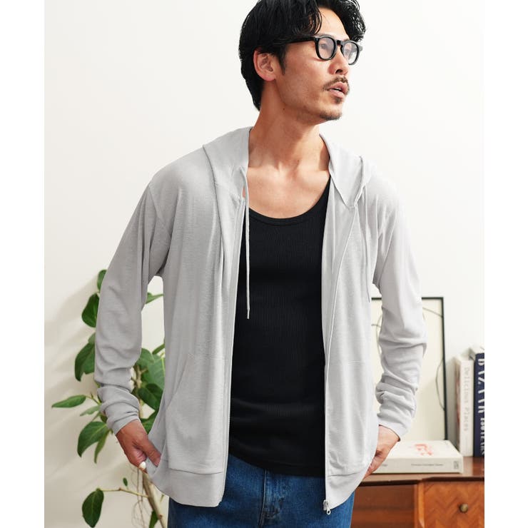 サマーパーカー 薄手 ジップアップパーカー 冷房対策 uv対策 サマーニット | JIGGYS SHOP | 詳細画像14 