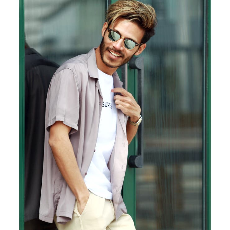 Bグレー(半袖) | 韓国 メンズ シャツ 服◆オープンカラーシャツ◆ | JIGGYS SHOP