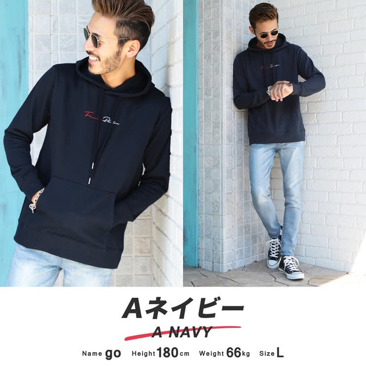韓国 パーカー メンズ 服◇刺繍ロゴパーカー◇[品番