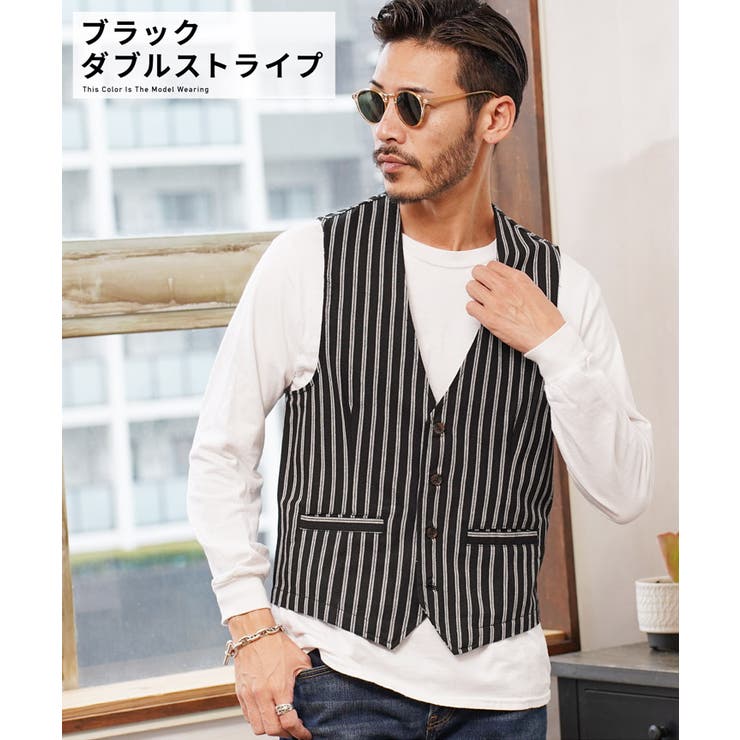 ◇綿麻ストライプジレ◇[品番：JG000012015]｜JIGGYS SHOP（ジギーズ