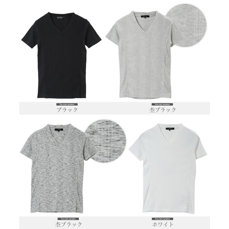 Tシャツ メンズ 半袖 夏服◇Vネックテレコ半袖Tシャツ◇[品番