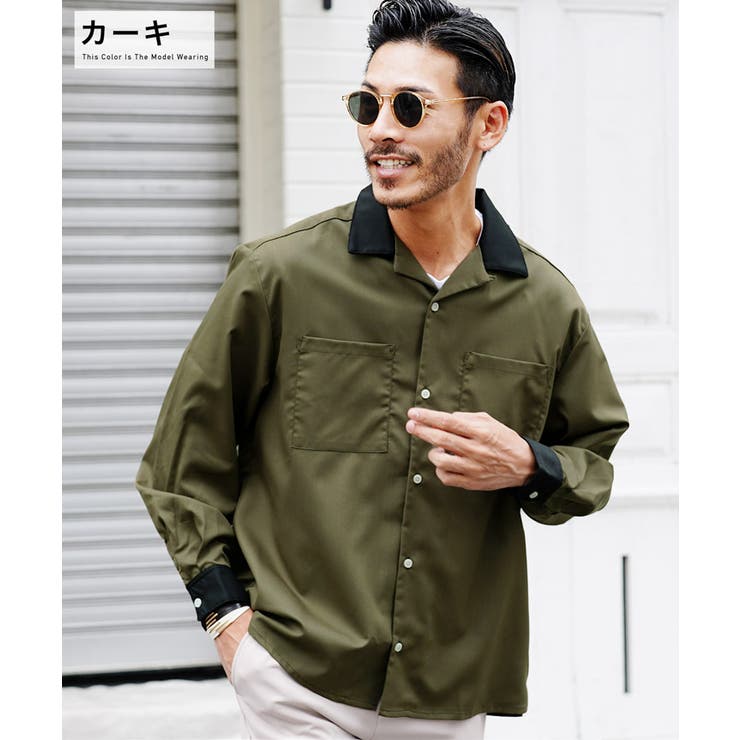 ◇クレリック オープンカラー 長袖シャツ◇[品番：JG000013775