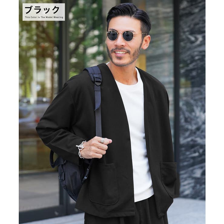 ◇梨地ボタンレスノーカラージャケット◇[品番：JG000013779]｜JIGGYS