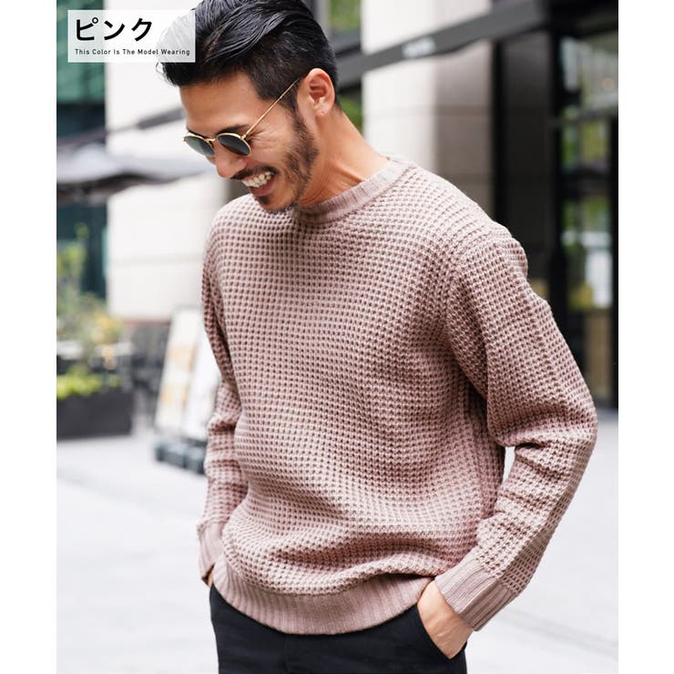 ◇ヘビーウエイトワッフルニット◇ニット セーター メンズ[品番 ◇ヘビーウエイトワッフルニット◇ニット セーター メンズ[品番