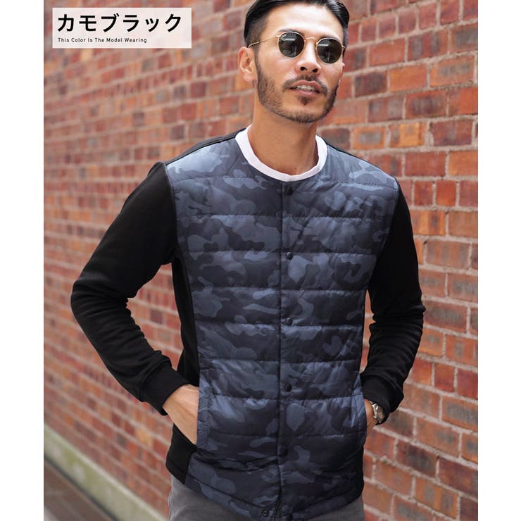 ◇ノーカラーダウンブルゾン◇ダウンジャケット メンズ