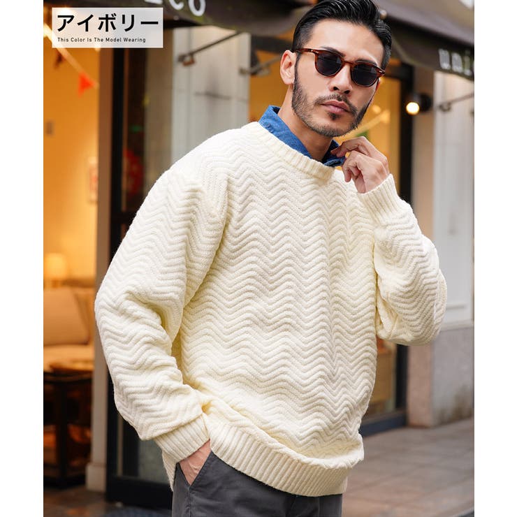 ◇スウェットライク クルーニット◇ニット セーター[品番：JG000014133