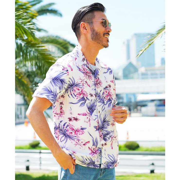 Vintage Joe Kealoha Men's Hawaiian Shirt Floral Red Blue