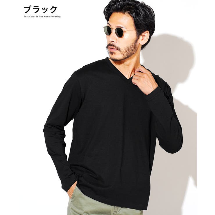定番◆コットンVネックロンT◆カットソー メンズ ロンT
