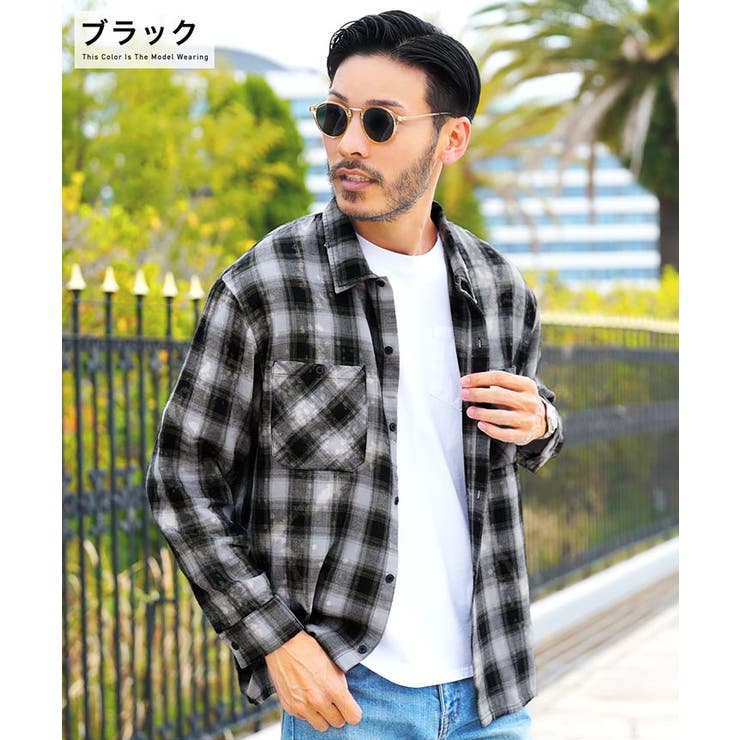 【GRANCY】グランシー　シャーリングデザインブリーチチェックシャツ GRANCY】Shirring Design Bleach Check Shirt / シャーリングデザイン