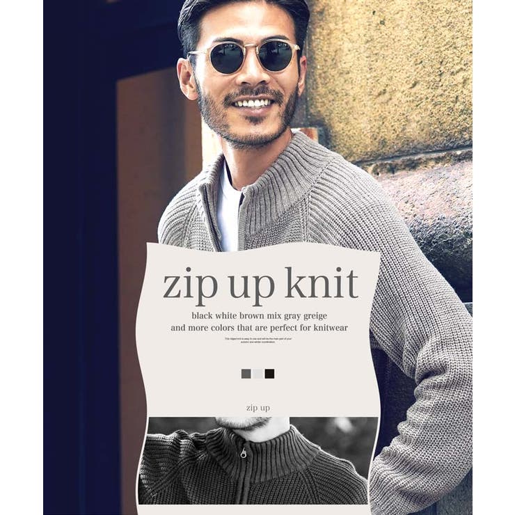 ドライバーズニット メンズ◇畦ZIP UPニット◇ニット[品番