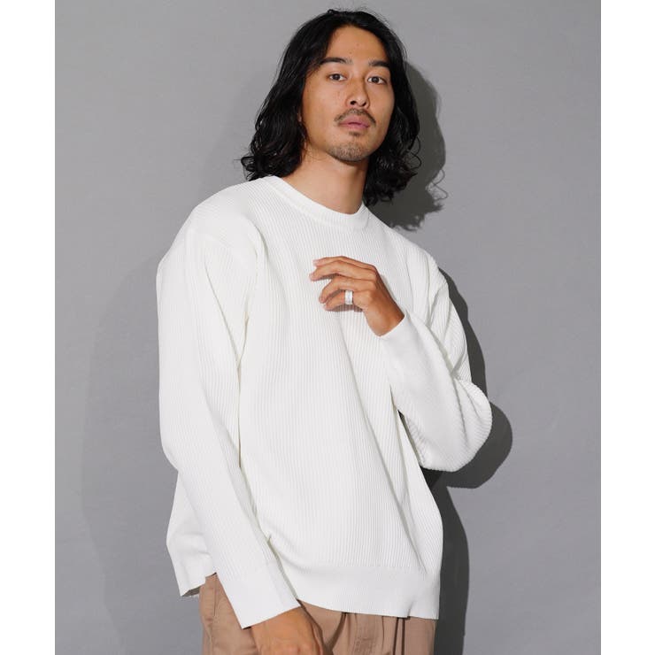 クルーネック ニット ワッフル編み[品番：JG000014339]｜JIGGYS
