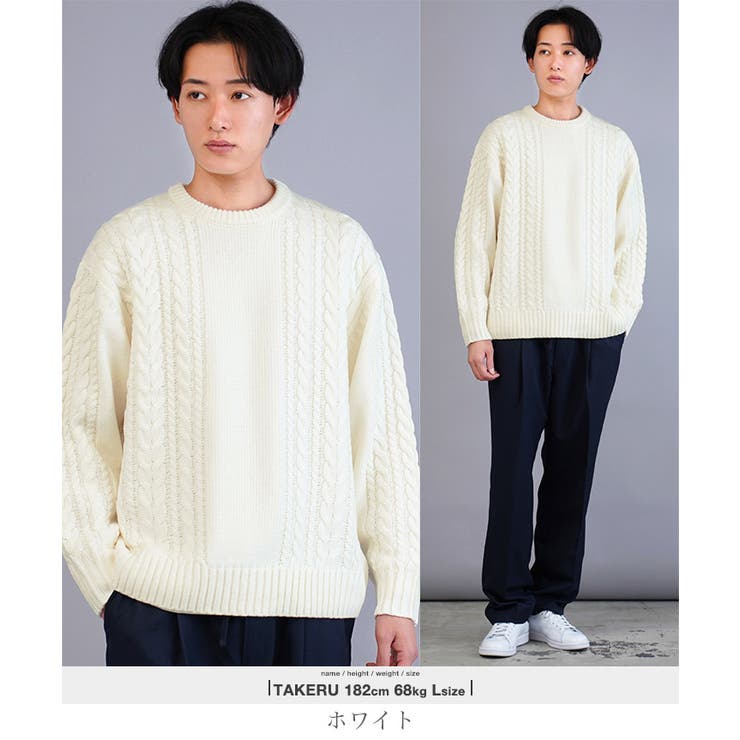 【国内在庫】 クルーネック ニット セーター[品番：JG000014361]｜JIGGYS SHOP メンズウェア