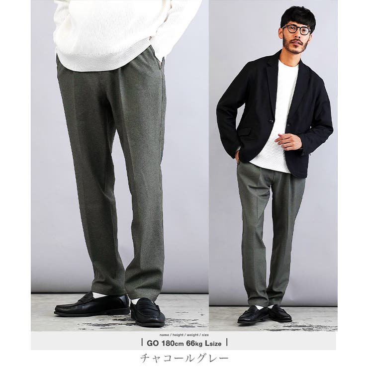 テーパード ストレッチ スラックス[品番：JG000014399]｜JIGGYS