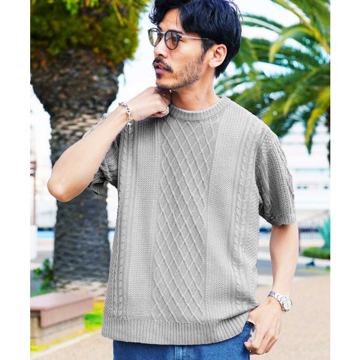 1回着用！GIORGIOARMANI サマーニット ＬＬ メンズ サマーニット メンズ◇フィッシャーマンサマーニット◇春服 春物