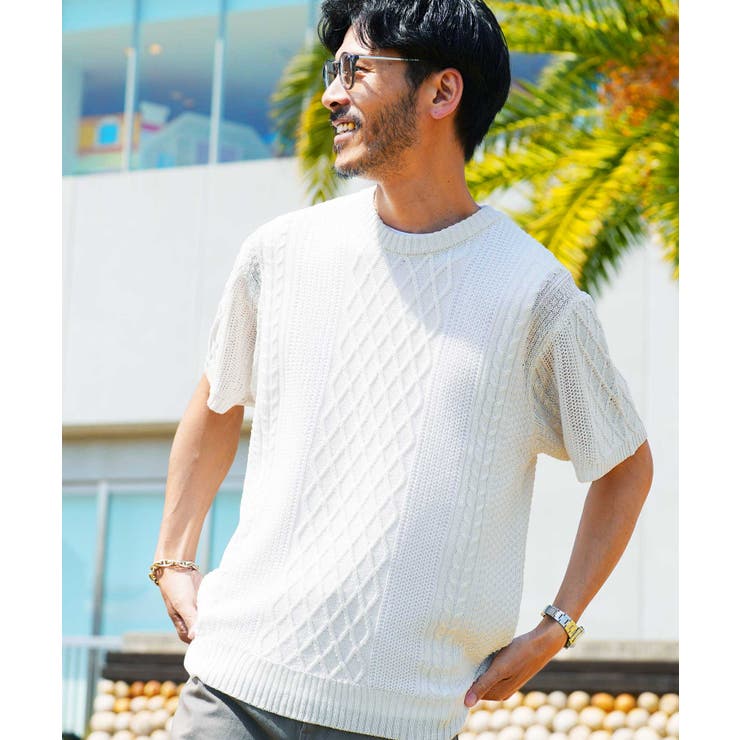 サマーニット メンズ◇フィッシャーマンサマーニット◇春服 春物
