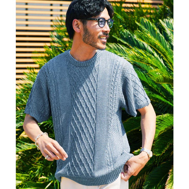 サマーニット メンズ◇フィッシャーマンサマーニット◇春服 春物