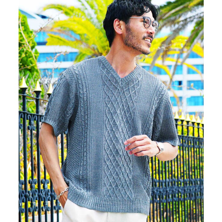 在庫処分セール テ サマーニット 春物 メンズ◇フィッシャーマンサマーニット◇春服 トップス