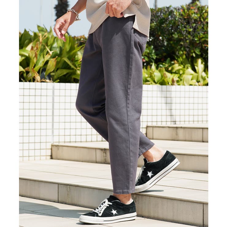 bチャコールグレー | 9分丈 アンクルパンツ メンズ◆テーパードアンクルチノパンツ◆スリムパンツ | JIGGYS SHOP