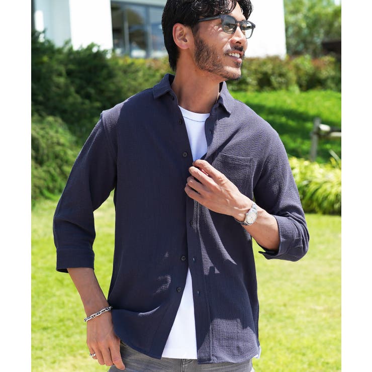 Aネイビー | パナマシャツ 綿コットン シャツ | JIGGYS SHOP