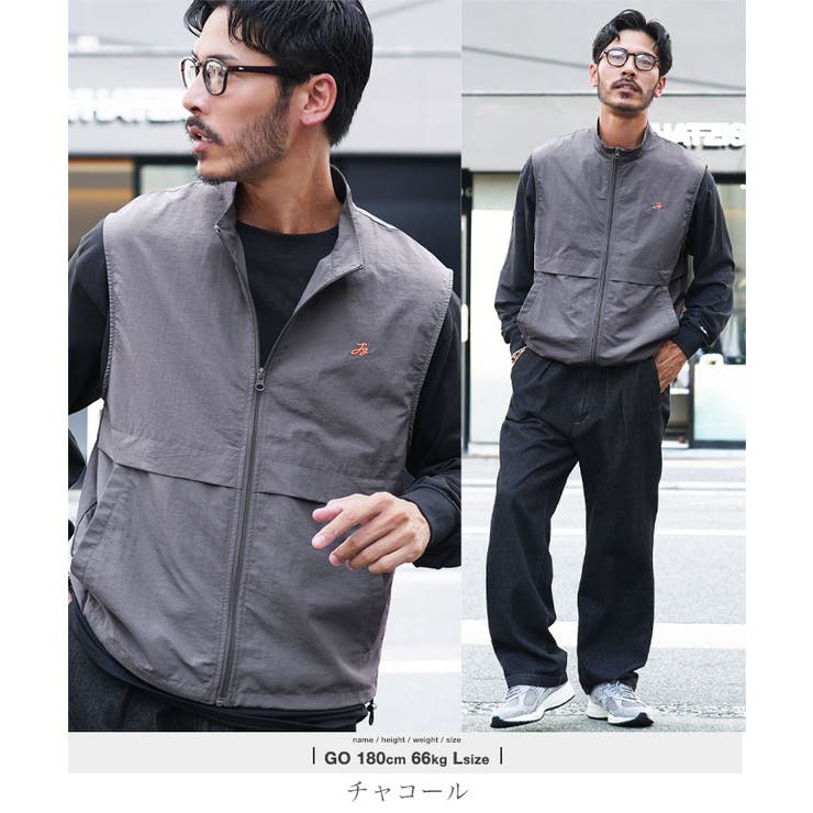 チャコール/オレンジ | ベスト メンズ 軽い | JIGGYS SHOP