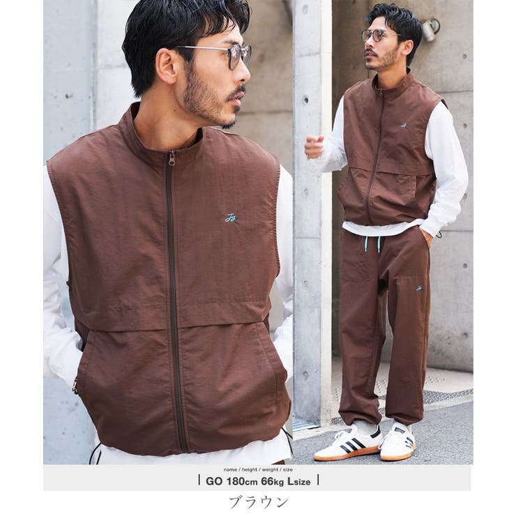 ブラウン/アクア | ベスト メンズ 軽い | JIGGYS SHOP