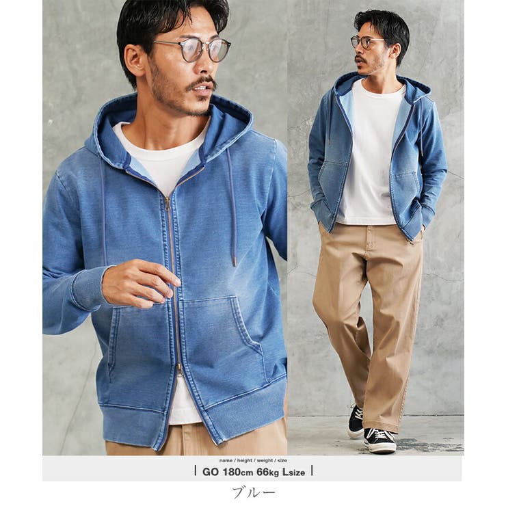 ◇スウェットデニムZIPパーカー◇[品番：JG000010105]｜JIGGYS