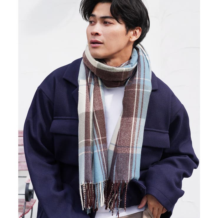 タータンブルー | マフラー チェック 大判ストール | JIGGYS SHOP