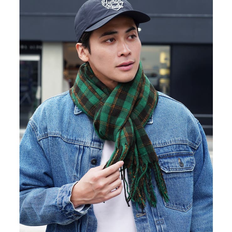 クラシックグリーン | マフラー チェック 大判ストール | JIGGYS SHOP
