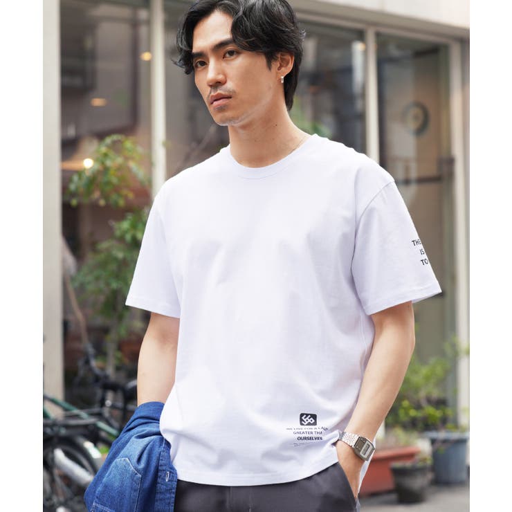 Lホワイト | Tシャツ メンズ オーガビッツマルチロゴパターン半袖Tシャツ | JIGGYS SHOP