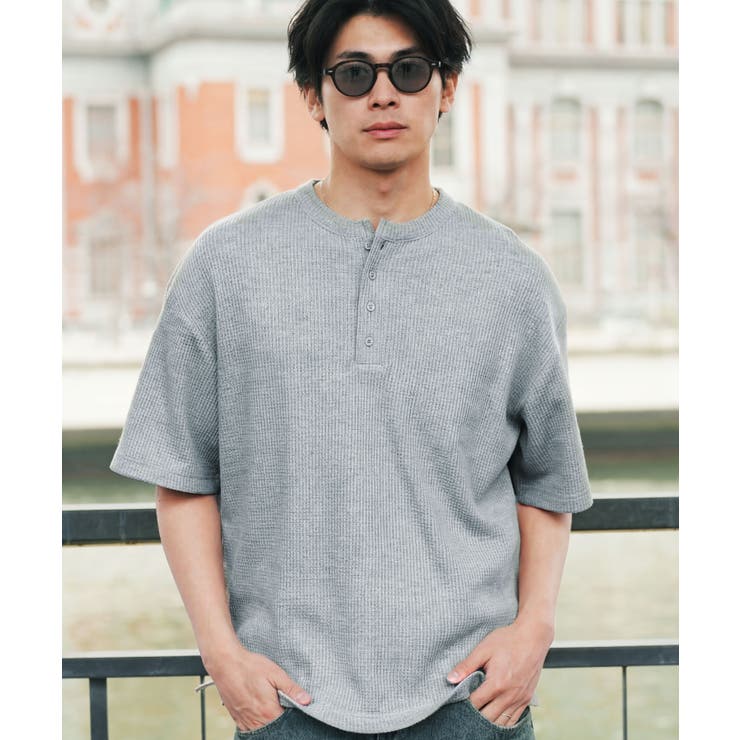 Tシャツ メンズ ヘンリーネック[品番：JG000014535]｜JIGGYS SHOP