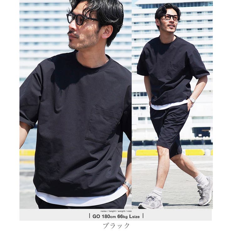 ブラック | Tシャツ メンズ 半袖 軽量 速乾 ポケT シワにならない ストレッチ | JIGGYS SHOP