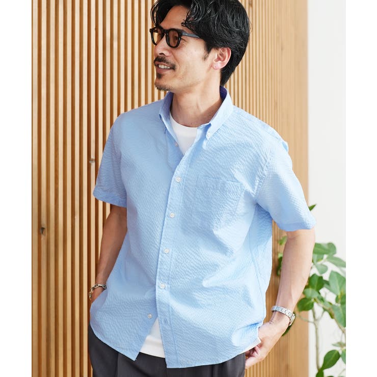 シアサッカー半袖ボタンダウンシャツ メンズ 無地 ストライプ 速乾 | JIGGYS SHOP | 詳細画像18 