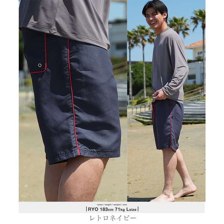 レトロネイビー | 水陸両用サーフパンツ 水着 ハーフパンツ | JIGGYS SHOP