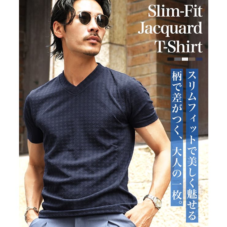 半袖Tシャツ Ｖネック ダイヤジャガードＴシャツ | JIGGYS SHOP | 詳細画像3 