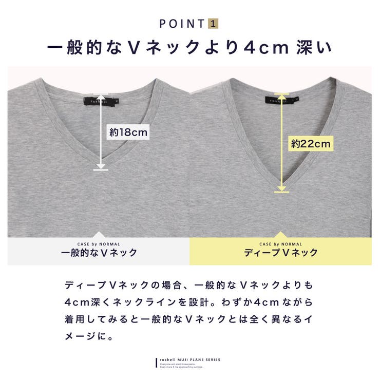 7分袖 Tシャツ メンズ◇コットンディープVネック7分袖Tシャツ