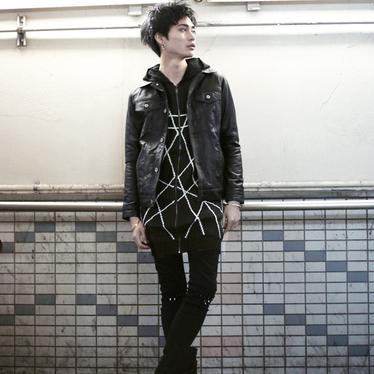 ◇SEANA 幾何学ロングニットベスト◇ベスト ジレ[品番