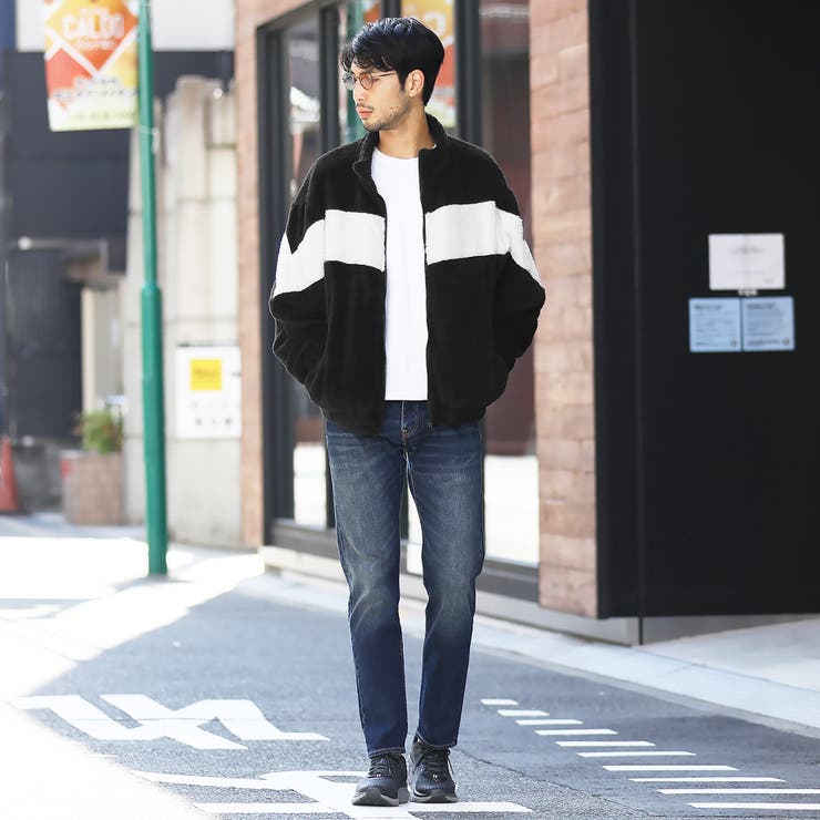ボアジャケット 定番◇配色ボアスタンドブルゾン◇ブルゾン メンズ
