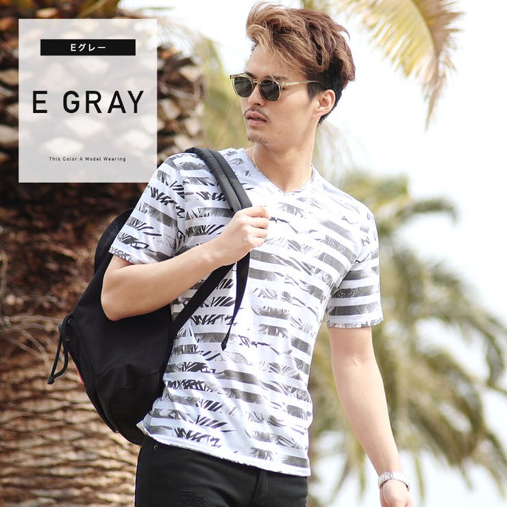 ◇総柄プリントVネックTシャツ◇[品番：JG000009437]｜JIGGYS