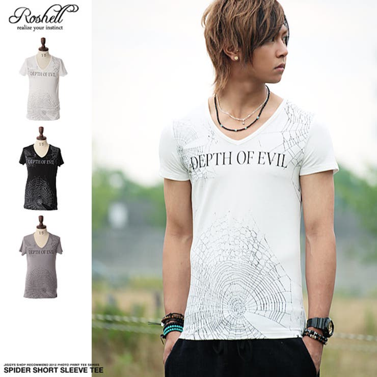 ◇Roshell Vネックスパイダー半袖Tシャツ◇お兄系 Men[品番