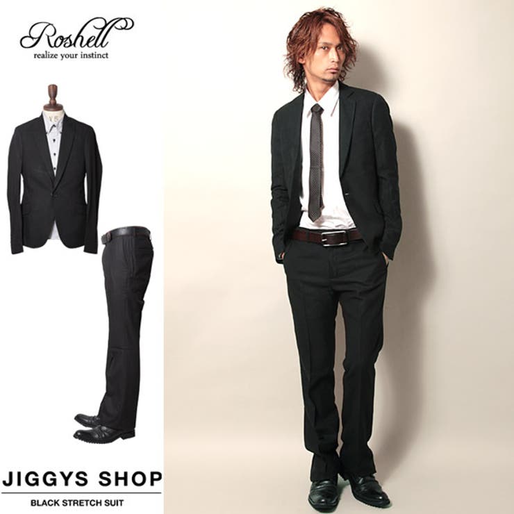 Roshell ブラックストレッチスーツ メンズスーツ スリムスーツ 品番 Jg Jiggys Shop ジギーズショップ の メンズファッション通販 Shoplist ショップリスト