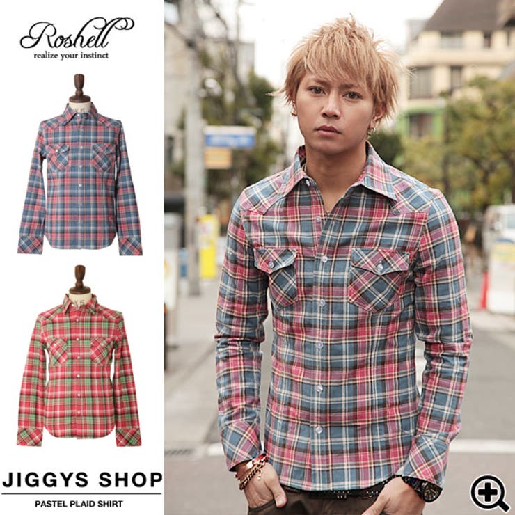【希少サンプル品】ロバートゲラー 再構築 ドッキング Tシャツ チェック 48 ◇Roshell(ロシェル)パステルチェックシャツ◇お兄系 shirt Men[品番