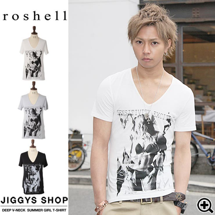 ◇Roshell(ロシェル) ディープVネックサマーガールTシャツ◇お兄系 Me