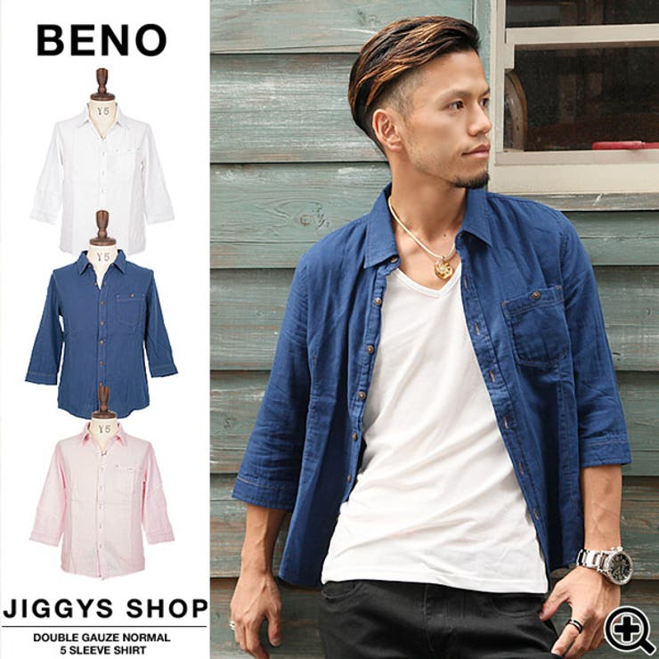 ◆BENO ダブルガーゼノーマル5分袖シャツ◆お兄系 Men