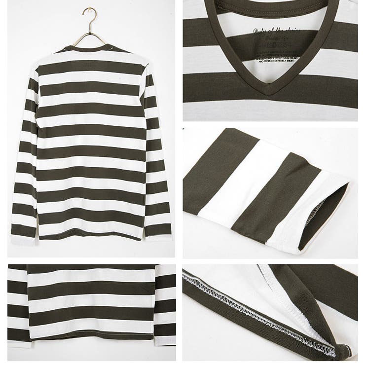 ◇先染めボーダーVネックロンT◇お兄系 Men s[品番：JG000002779