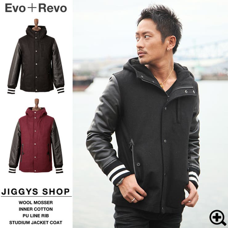Evo＋Revo フード付きステンカラーコート - ジャケット・アウター