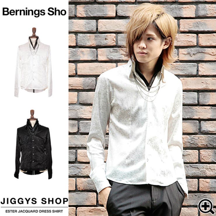 ◇Bernings Sho エステルジャガードドレス長袖シャツ◇お兄系