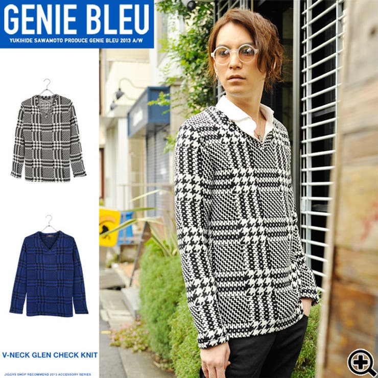 Genie Bleu ジェニーブルー Vネックグレンチェックニット お兄系 品番 Jg Jiggys Shop ジギーズショップ のメンズファッション通販 Shoplist ショップリスト