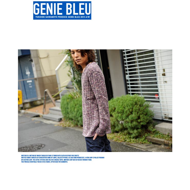 ◇GENIE BLEU(ジェニーブルー） VネックワイドテレコMIXニット◇お兄 