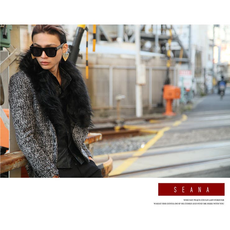 ◇SEANA(シーナ) ファーカラーツイードジャケット◇[品番：JG000006383 